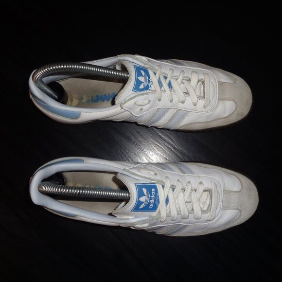 adidas Samba White and Light Blue Athletic Shoes - Picture 11 of 12